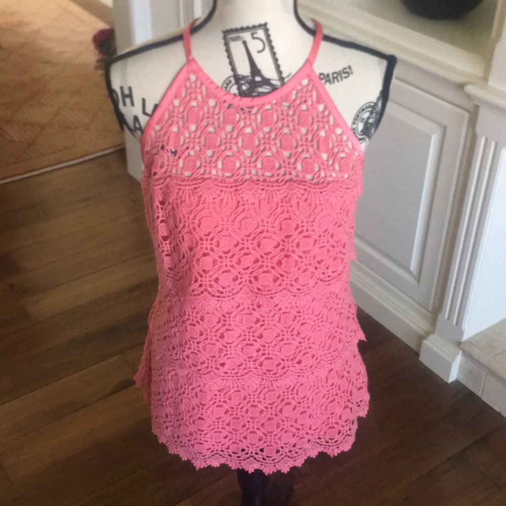Kenar peach lace looking layered top size M